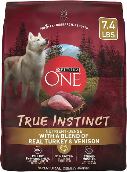 Purina ONE True Instinct With A Blend Of Real Turkey and Venison Dry Dog Food - 7.4 lb. Bag - PAWPICO