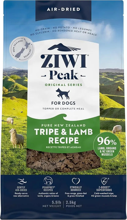 ZIWI Peak Air-Dried Dog Food – Tripe & Lamb - All Natural, High Protein, Grain Free, Limited Ingredient w/ Superfoods (88oz) - PAWPICO