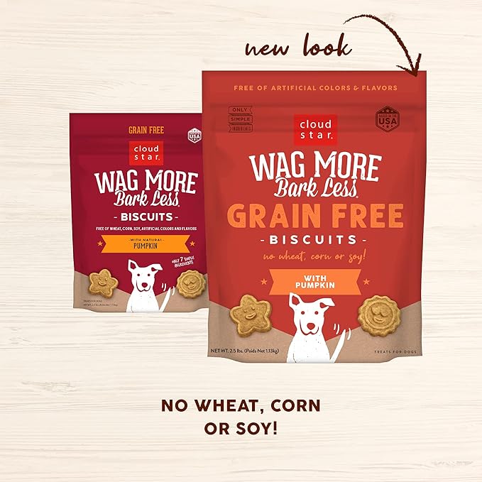 Cloud Star Wag More Bark Less Crunchy Grain Free Dog Treats, Pumpkin, 2.5 lb. Pouch - PAWPICO