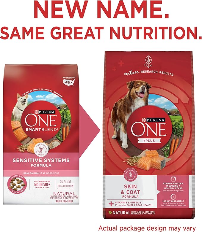 Purina ONE Natural, Sensitive Stomach Dry Dog Food, +Plus Skin & Coat Formula - 16.5 lb. Bag - PAWPICO