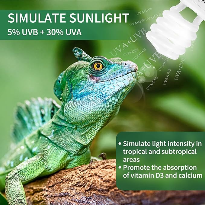 LUCKY HERP Reptile UVA UVB Light 5.0 26W Compact Fluorescent Tropical Terrarium Lamp LUCKYHERP
