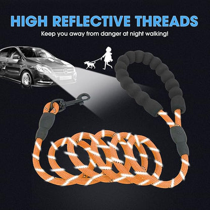 BAAPET 2/4/5/6 FT Dog Leash with Comfortable Padded Handle and Highly Reflective Threads for Small Medium and Large Dogs (5FT-1/3'', Orange) BAAPET