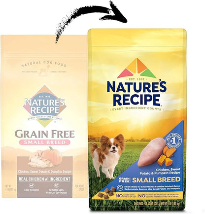 Nature′s Recipe Grain Free Small Breed Chicken, Sweet Potato & Pumpkin Recipe Dry Dog Food, 4 lb. Bag (Pack of 2) - PAWPICO