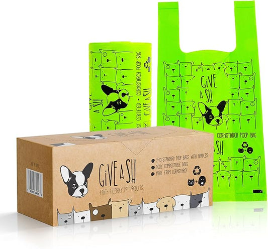 100% Certified Home Compostable Dog Poop Bags with Handles - 10% to Charity - ASTM D6400 & EN 13432 Compliant Large Poop Bags - 240 Bags - Large Pantry Roll of Plant Based Compostable Poop Bags - PAWPICO