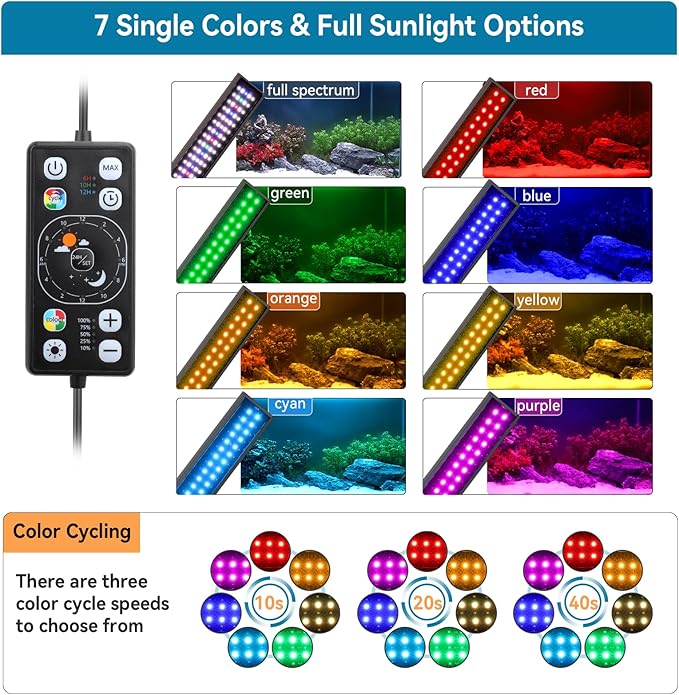 hygger 0.5-3 Gallon Small Aquarium LED Light for Fish Tank Full Spectrum Lighting with 24/7 Day-Night Cycle & Auto On/Off Timer, Adjustable Brightness, 7 Colors Options, Extendable Bracket Plant Light hygger