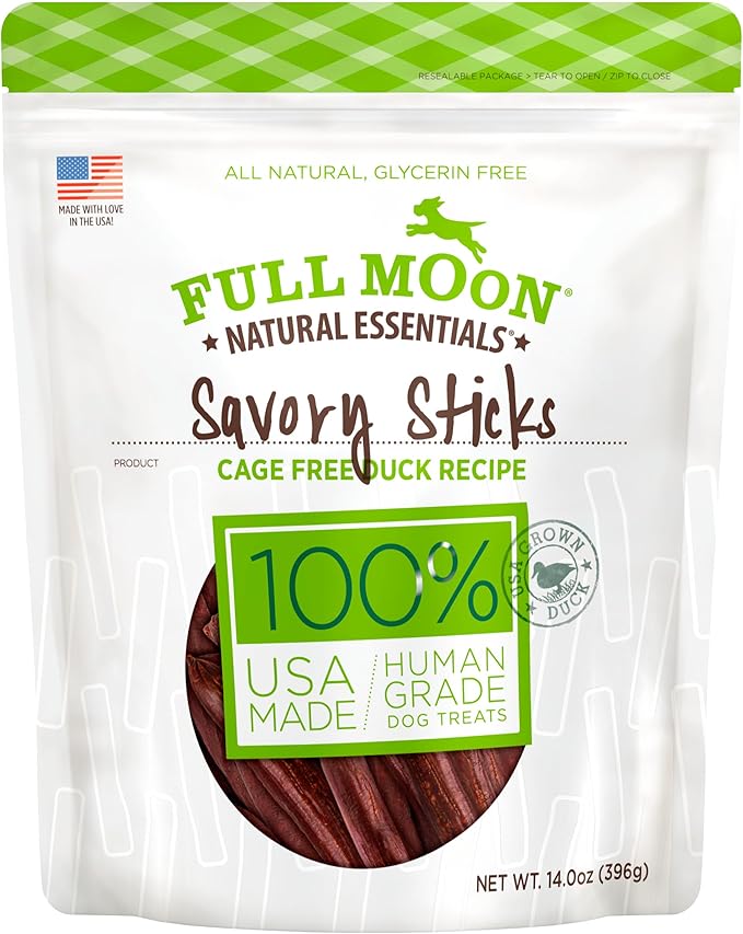 Full Moon All Natural Human Grade Dog Treats, Essential Duck Savory Sticks 14.0 oz - PAWPICO
