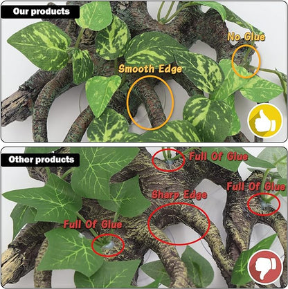 AQUA KT Reptile Terrarium Climb Corner Tree Branch Rock Background Decoration with Suction Cup for Amphibian Lizard Snake Gecko Bearded Dragon Cage Tank Habitat Decoration Accessory AQUAKT
