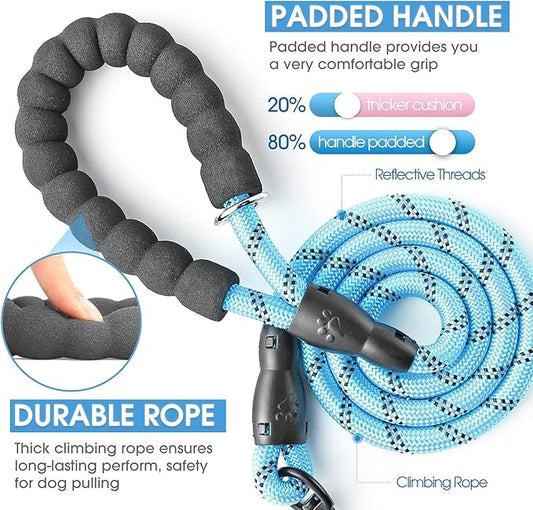 BAAPET 2/4/5/6 FT Dog Leash with Comfortable Padded Handle and Highly Reflective Threads for Small Medium and Large Dogs (4FT-1/2'', Blue) BAAPET