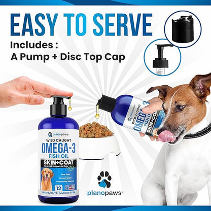 Omega 3 Fish Oil for Dogs - Better Than Salmon Oil for Dogs - Dog Fish Oil Supplement - Reduce Shedding & Itching - Supports Joints, Brain, Heart Health- Dog Skin and Coat Supplement - Fish Oil Liquid planopaws