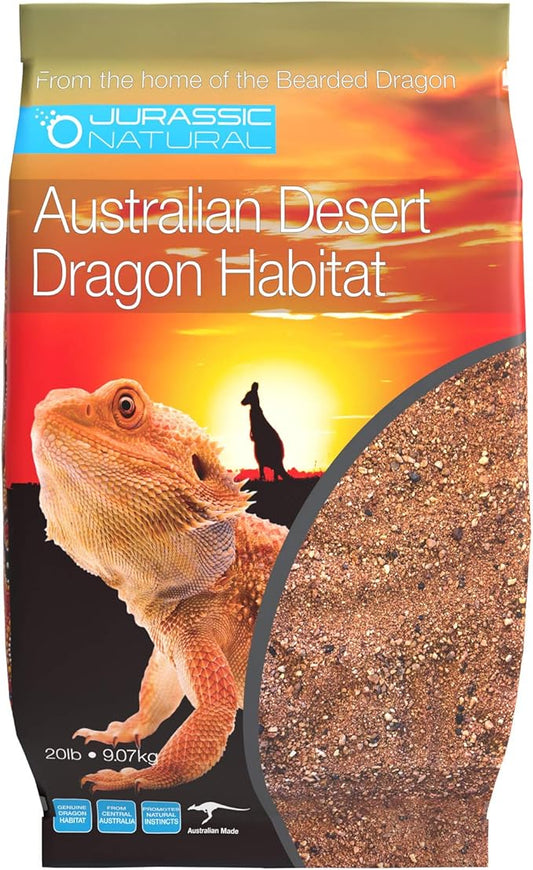 Jurassic Natural Australian Desert Dragon Habitat Substrate for Bearded Dragons and Other Lizards, Red, 20lb JurassicNatural