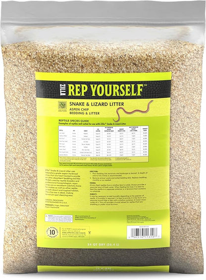 Zilla Snake and Lizard Litter Substrate, Made with Aspen Chips, Ultra Absorbent Bedding, Easy to Clean, 4 Quarts Zilla