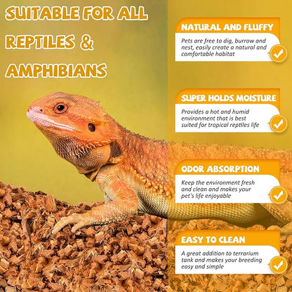 Legigo 10LBS Coconut Chip Substrate for Reptiles, 72QT Natural Coco Husk Chip Reptiles Bedding, Compressed Coconut Chip Substrate for Snake, Tortoise, Ball Python, Gecko, Lizard Terrarium Tanks Legigo