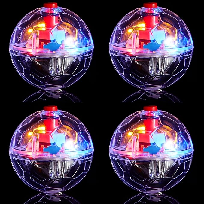 Frienda 4 Pieces Ghost Hunting Cat Ball Motion Light Up Cat Balls LED Motion Activated Cat Ball Motion Light Up Cat Dog Interactive Toys Pet Glowing Mini Running Exercise Ball Toys (Transparent) - PAWPICO