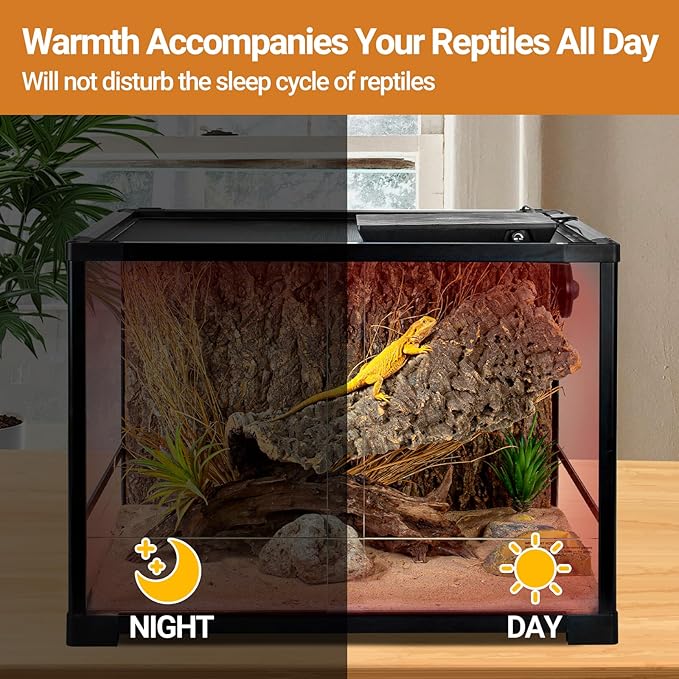 REPTI ZOO Reptile Heat Panel Adjustable Temperature Reptile Heating Plate, Non-Light Heating Solution with Expanded Heating Range for Hermit crabs/Leopard geckos/Turtles/Snakes/Bearded dragons/Lizards REPTIZOO