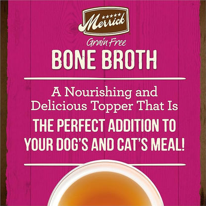 Merrick Grain Free Bone Broth, Premium Human Grade And Gluten Free Dog And Cat Food Topper Pouches, Turkey - 16 oz. Pouch - PAWPICO