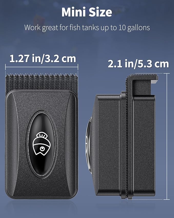 Pawfly Aquarium Magnetic Brush Fish Tank Glass Cleaner 2 Inch Mini Stain Scrubber Pads Aquarium Cleaning Tool for 1/5 Inch Thick Fish Tank up to 10 Gallons (Non-Floatable) Pawfly