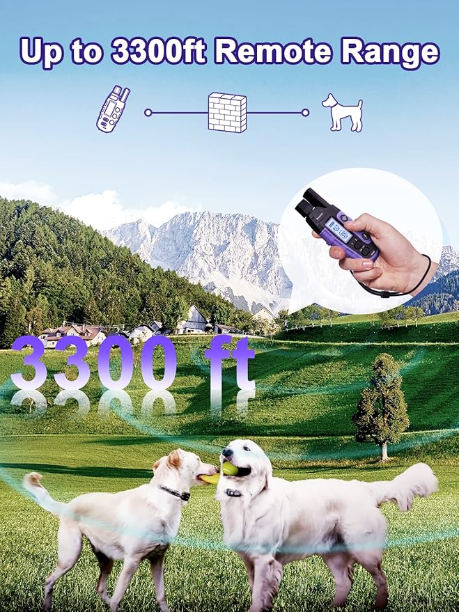 BOUSNIC Dog Shock Collar 2 Dogs (5-120Lbs) - 3300 ft Waterproof Training Collar for Dogs Large Medium Small with Rechargeable Remote, Beep (1-8) Vibration (1-16) and Humane Shock (1-99) Modes BOUSNIC