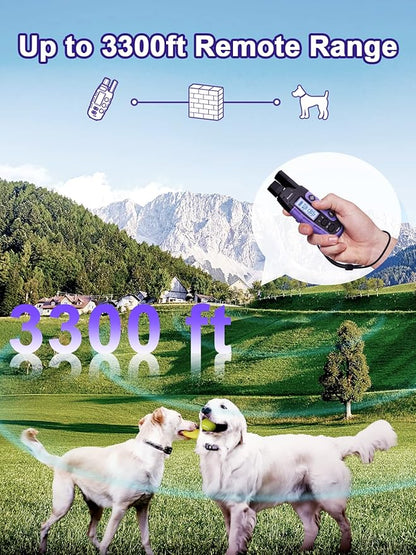 BOUSNIC Dog Shock Collar 2 Dogs (5-120Lbs) - 3300 ft Waterproof Training Collar for Dogs Large Medium Small with Rechargeable Remote, Beep (1-8) Vibration (1-16) and Humane Shock (1-99) Modes BOUSNIC