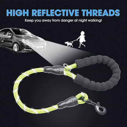 BAAPET 2/4/5/6 FT Dog Leash with Comfortable Padded Handle and Highly Reflective Threads for Small Medium and Large Dogs (2FT-1/2'', Green) BAAPET