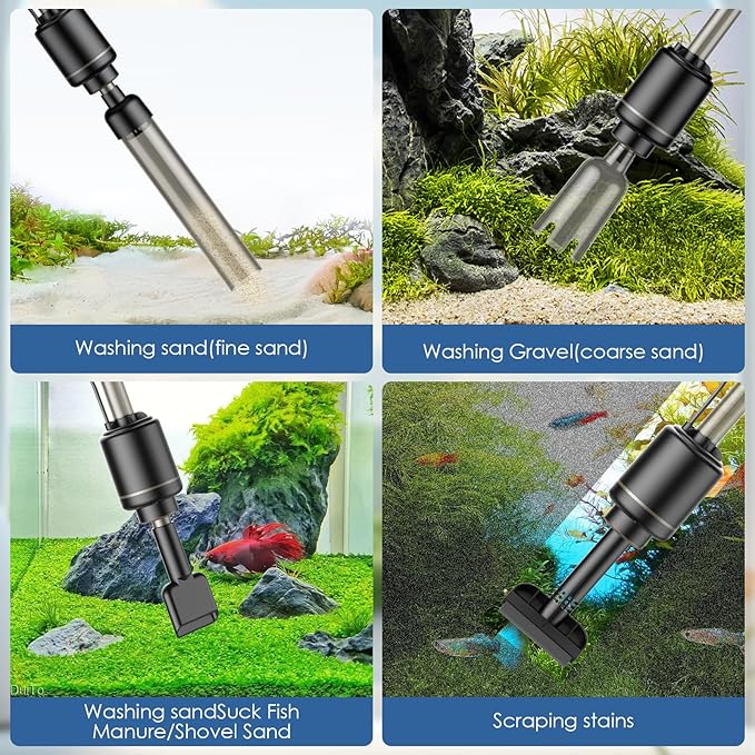 bedee Electric Aquarium Gravel Cleaner, 6 in 1 Multifunctional 18W Fish Tank Gravel Cleaner Vacuum for Water Changer Wash bedee