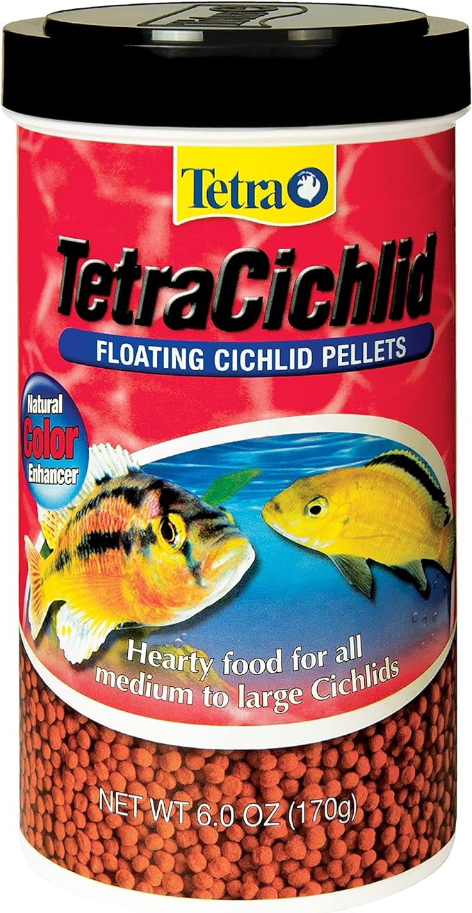 TetraCichlid fish Floating Cichlid Pellets 6 Ounces, Nutritionally Balanced Diet (77063) Tetra
