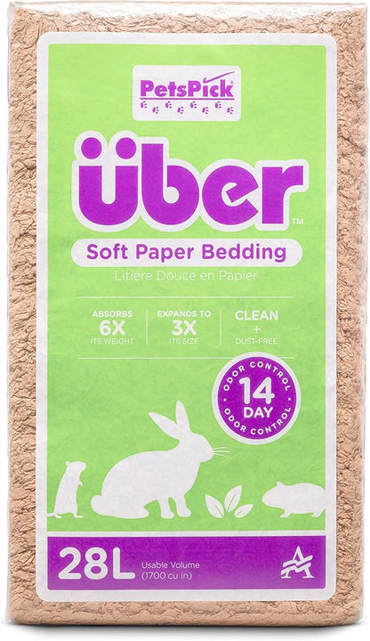 Uber Soft Paper Pet Bedding for Small Animals, Natural, 28L PetsPick%C2%AE