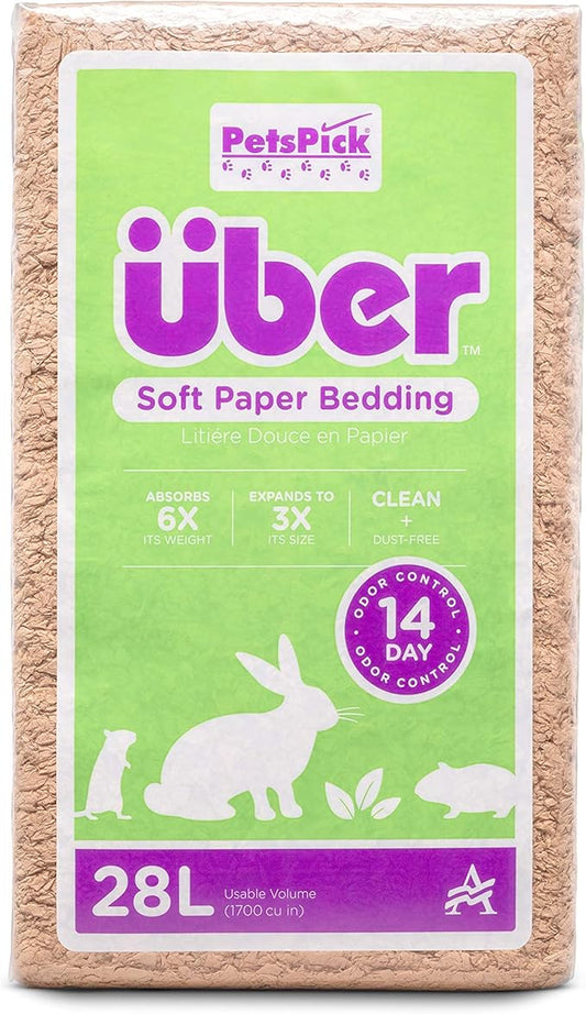 Uber Soft Paper Pet Bedding for Small Animals, Natural, 28L PetsPick%C2%AE