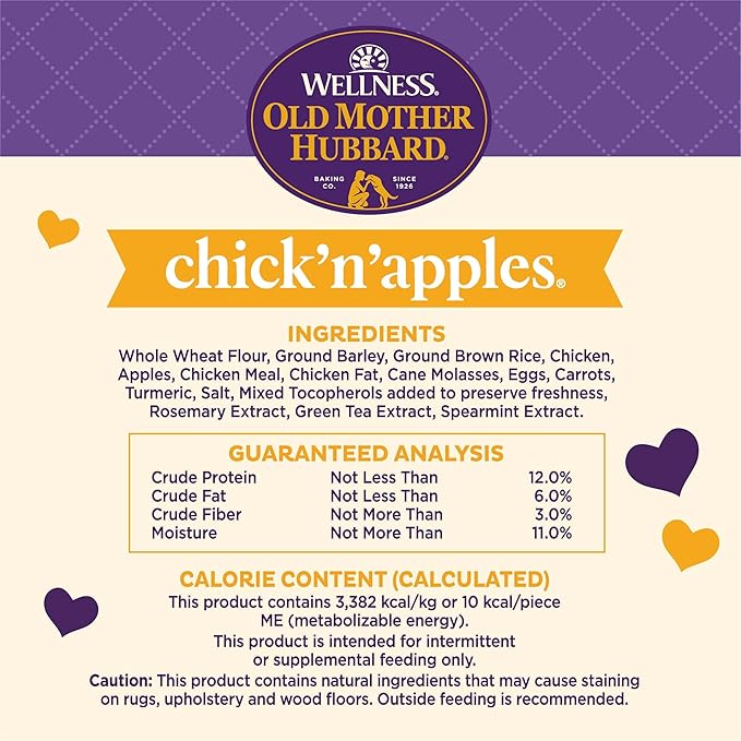 Wellness Old Mother Hubbard Classic Chick'N'Apples Natural Dog Treats, Crunchy Oven-Baked Biscuits, Ideal for Training, Mini Size, 20 ounce bag - PAWPICO