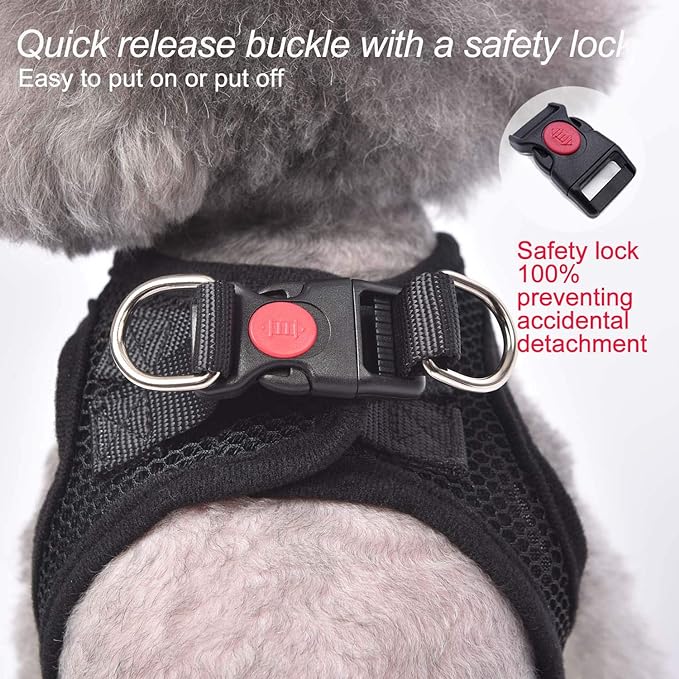 Dog Harness Step-in Breathable Puppy Cat Dog Vest Harnesses for Small Medium Dogs Black - PAWPICO