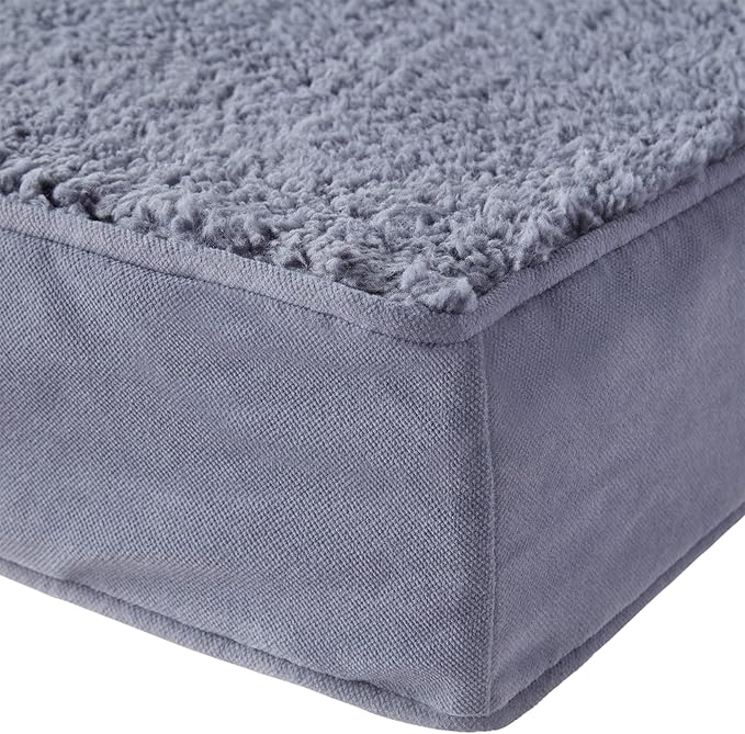 Happy Hounds Oscar Rectangle Orthopedic Foam Sherpa Dog Bed, Medium (42 x 30 in.), Prussian Blue - PAWPICO