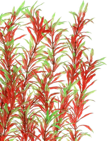 JIHAQUA Aquarium Decor Plastic Plants Extra Large 21 Inches Artificial Fish Tank Plants Tall Fish Tank Decorations (Wine 2pcs) JIHAQUA