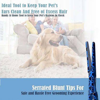 Dog Pet Ear/Nose Hair Puller Grooming Hemostat Locking Forceps Pliers, 5.5" (14cm), Straight (Blue Paws) A2Z+SCILAB