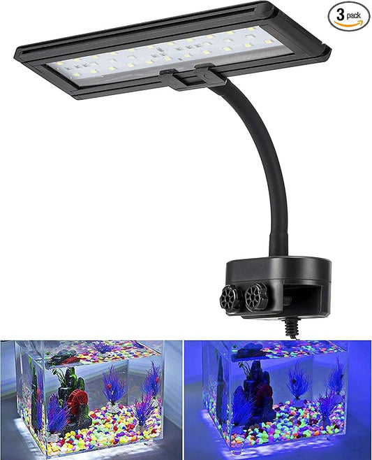 hygger 14 Inches Blue White LED Aquarium Light Clip on Small Led Light for Planted Saltwater Freshwater Fish Tank with Gooseneck Clamp 21W hygger