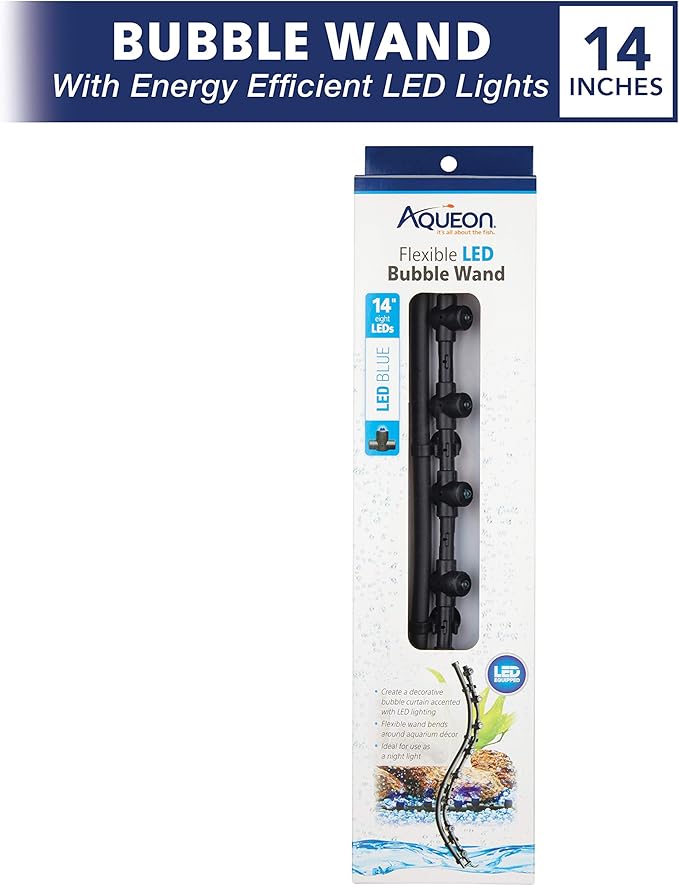 Aqueon Fish Tank Aquarium Flexible LED Accent Light and Bubble Wand, Blue, 14 Inch (Pack of 2) Aqueon