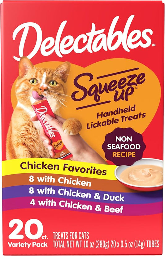 Delectables Squeeze Up Non-Seafood Variety Pack Lickable Cat Treat, 20 Count (Pack of 1) Hartz