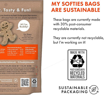 Buddy Biscuit Softies 5 oz Pouch, Grain-Free Soft & Chewy, Natural Peanut Butter Flavor Dog Treats, Oven Baked in the USA - PAWPICO