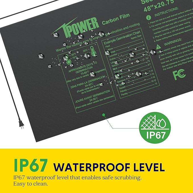iPower Seedling Mat for Plants with Dual Digital Temperature Controller, MET Certified Heating Pad, 48" x 20.75", Black iPower