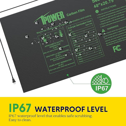 iPower Seedling Mat for Plants with Dual Digital Temperature Controller, MET Certified Heating Pad, 48" x 20.75", Black iPower