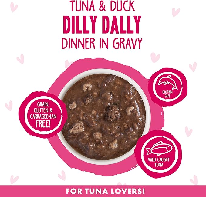 Weruva B.F.F. OMG - Best Feline Friend Oh My Gravy!, Tuna & Duck Dilly Dally with Tuna & Duck, 5.5oz Can (Pack of 8) - PAWPICO