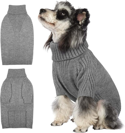 IECOii Dog Sweater,Dog Sweaters for Medium Dogs Girls Boys,Dog Sweater Christmas,Pet Sweatshirt Knitwear Outfit for Holiday,Knit Turtleneck Warm Clothes for French Bulldog,Boston Terrier(Light Grey,M) - PAWPICO