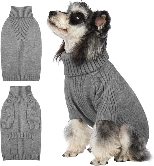 IECOii Dog Sweater,Dog Sweaters for Medium Dogs Girls Boys,Dog Sweater Christmas,Pet Sweatshirt Knitwear Outfit for Holiday,Knit Turtleneck Warm Clothes for French Bulldog,Boston Terrier(Light Grey,M) - PAWPICO