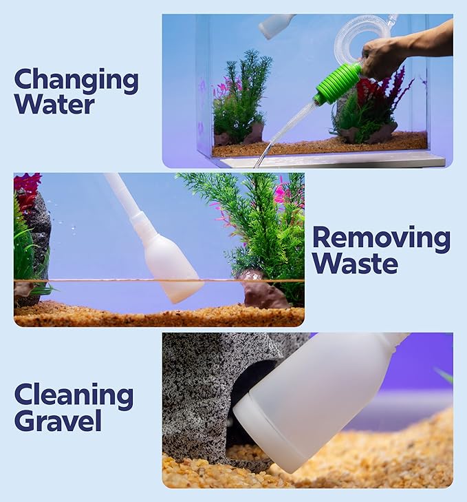 Luigi's Fish Tank Cleaner - Gravel Pump Vacuum for Aquarium - Hand Siphon Hose to Remove and Change Water or Sand in Minutes - Fish Aquarium Accessories, Supplies & Cleaning Tools Luigis
