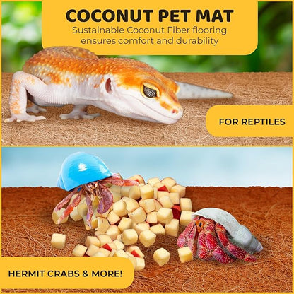 SunGrow Coco Fiber Hermit Crab & Reptile Carpet, Gecko Terrarium Liner, and Floor Bedding Substrate & Supplies, Climbing Wall Carpet & Mat for Hermit Crabs, 10" x 13", 1 Piece Per Pack SunGrow