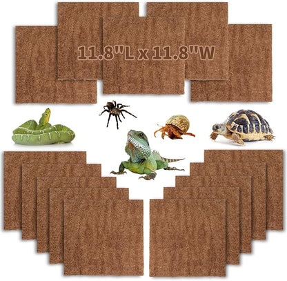 Hamiledyi Reptile Carpet Natural Coconut Fiber Tortoise Carpet Mats for Pet Terrarium Liner Reptile Supplies for Lizard Snake Chamelon Turtle Bedding Bunny Rabbit Mat (15*Sheets) Hamiledyi