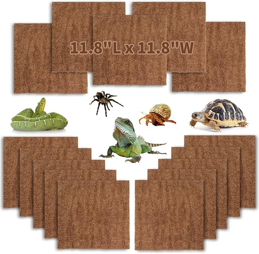 Hamiledyi Reptile Carpet Natural Coconut Fiber Tortoise Carpet Mats for Pet Terrarium Liner Reptile Supplies for Lizard Snake Chamelon Turtle Bedding Bunny Rabbit Mat (15*Sheets) Hamiledyi