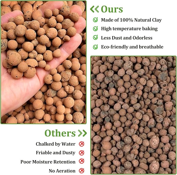 Riare 2LBS Expanded Clay Balls Terrarium Substrate for Reptiles - 100% Organic Lightweight Clay Pebbles Substrate Frogs False Bottom Substrate, Bioactive Terrarium Substrate for Drainage and Moisture Riare
