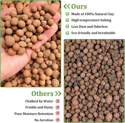 Riare 2LBS Expanded Clay Balls Terrarium Substrate for Reptiles - 100% Organic Lightweight Clay Pebbles Substrate Frogs False Bottom Substrate, Bioactive Terrarium Substrate for Drainage and Moisture Riare