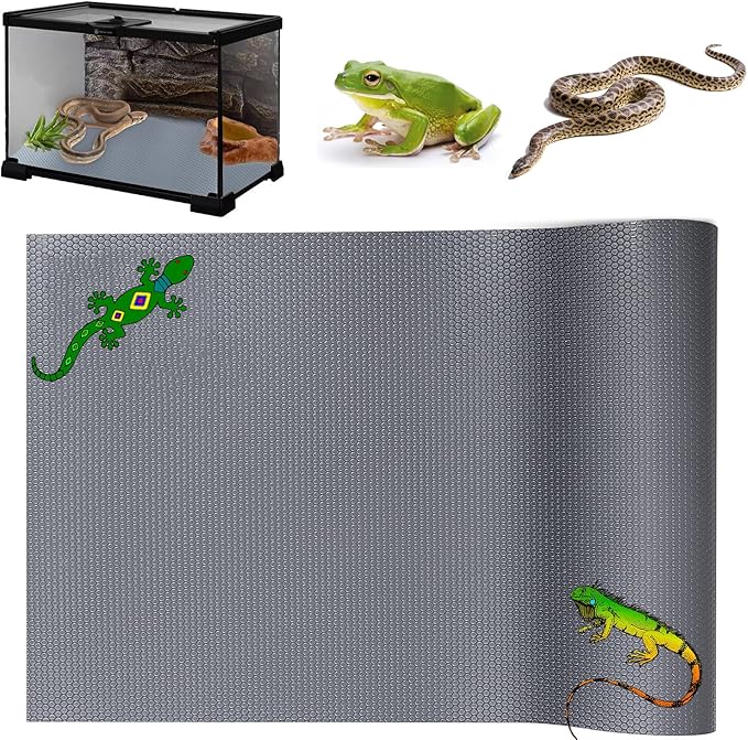 KABASI Reptile Substrate Liner Terrarium Carpet, Bearded Dragon Tank Accessories, Non-Adhesive Reptile Carpet Reptile Flooring Mat Bedding for Leopard Gecko, Snake, Lizard, Tortoise, 17.7x78.7 inch KABASI