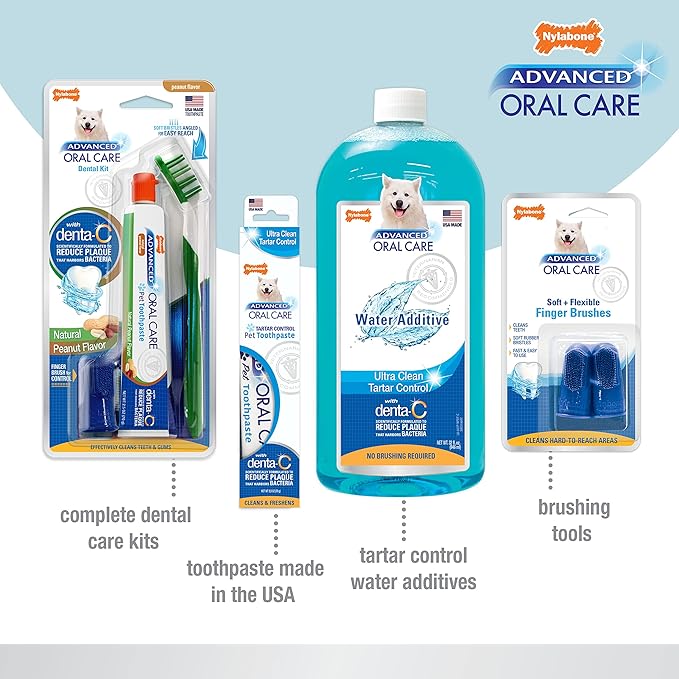 Nylabone Advanced Oral Care Dog Water Additive for Dental Care - Liquid Tartar Remover - Dog Breath Freshener & Teeth-Cleaning Liquid (16 oz.) Nylabone
