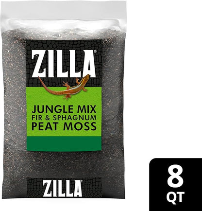 Zilla Pet Reptile Terrarium Substrate Bedding, Jungle Mix, for Frogs, Rainforest Geckos, Toads and Snakes, 8 Quart Zilla